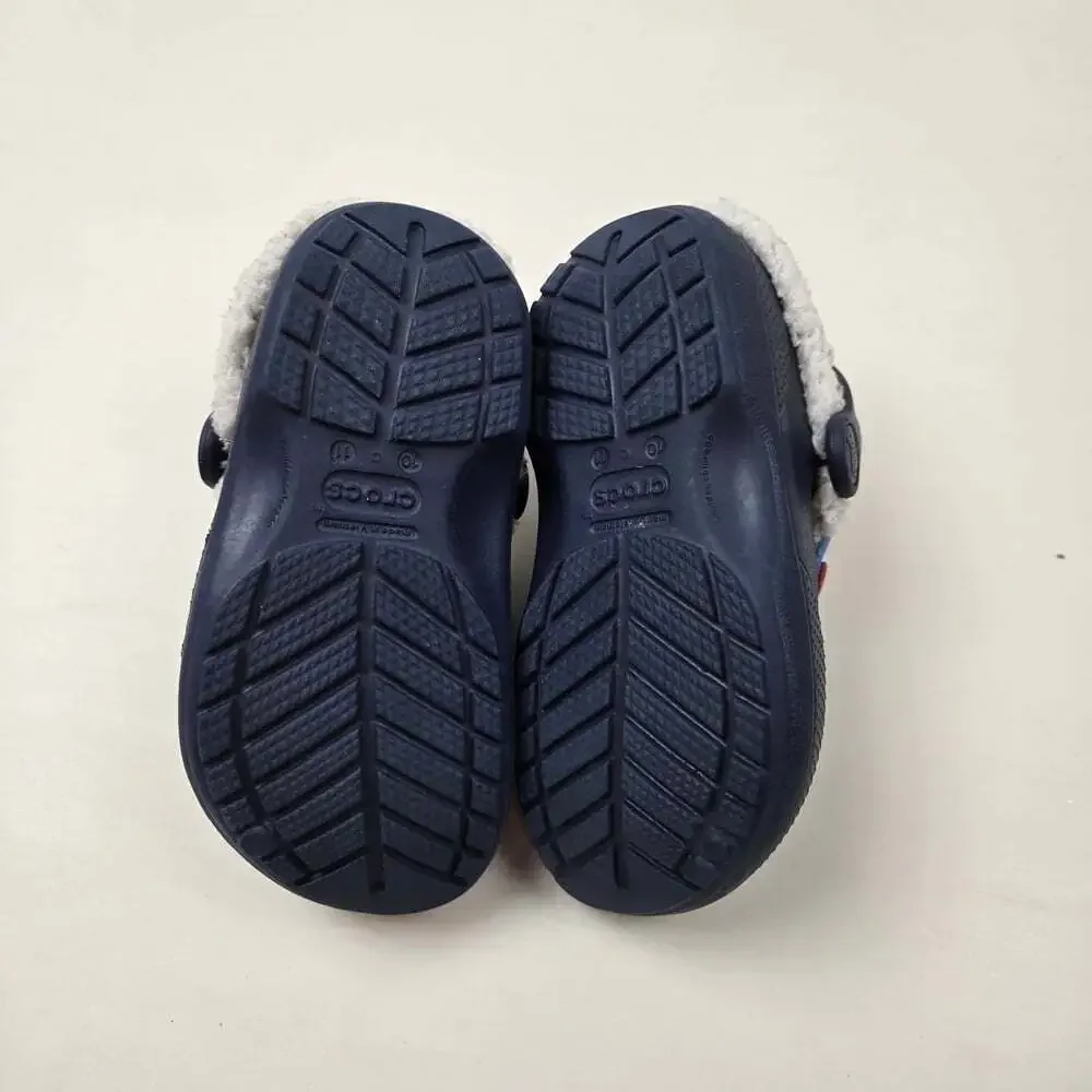 Crocs Fleece Lined Blitzen II Clogs Size C11 Little Kids Navy Blue Water Shoes